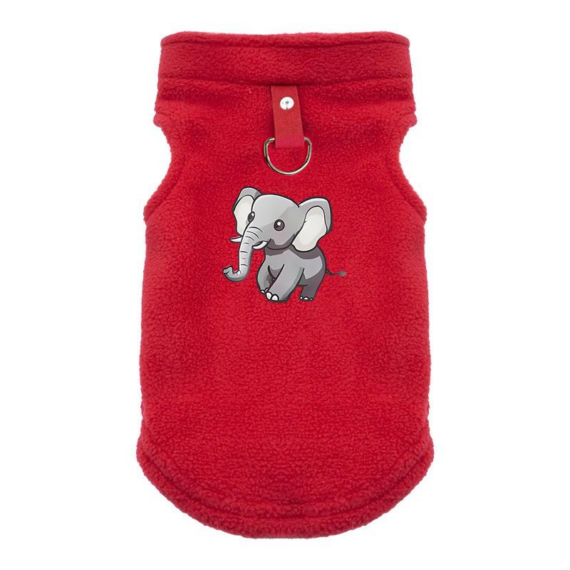 

Флисовая одежда для собак для маленьких собак весна осень теплая жилет для щенков кошек с рисунком слона одежда куртка для французского бульдога пальто для мопсов XL красный