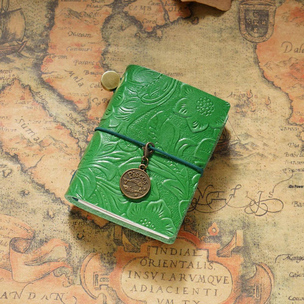 Mini Carnet de Poche à Feuilles Mobiles en Cuir de Vache pour Voyageur