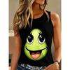 Women's Round Neck Fun Print Sleeveless Vest Summer Fashionable Comfortable Loose Versatile Sports Leisure Vest