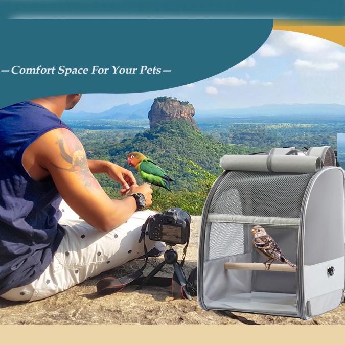Mochila Transportadora de Pássaros Respirável Portátil para Animais de Estimação Pequenos e Papagaios
