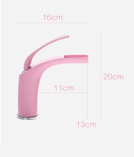 

Basin Faucets Pink Love Color Waterfall Faucet Bathroom Faucet Hot and Cold Basin Mixer Tap Faucet Brass Sink Wash Crane