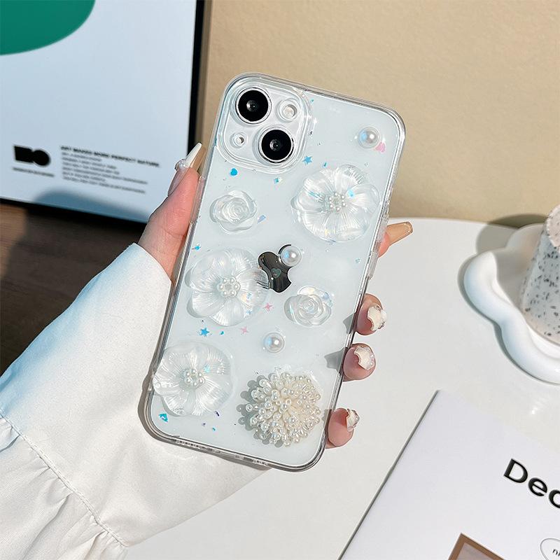 

Applicable To Apple 17Promax Mobile Phone Case Transparent Iphone15 Rose 14 Pearl 13 Small Fresh Flower Xr iPhone 17Promax