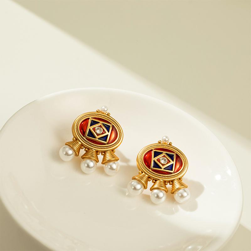 

Exquisite Matte Drip Enamel Geometric Earrings: French Luxury, Bold Style