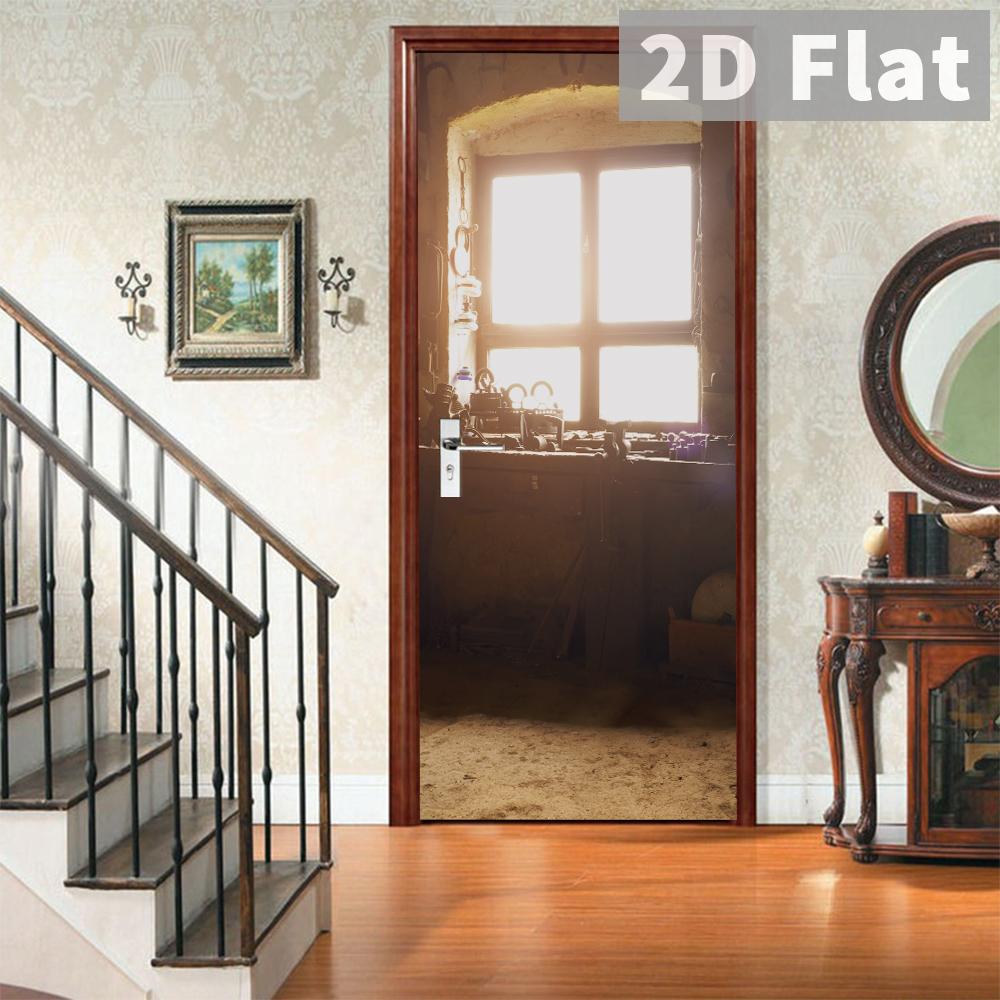 76Style 77/90cm Self-Adhesive Door Stickers Removable Wall Sticker Scenery Wallpaper Stone Stair Murals for Doors Modern Home Decor