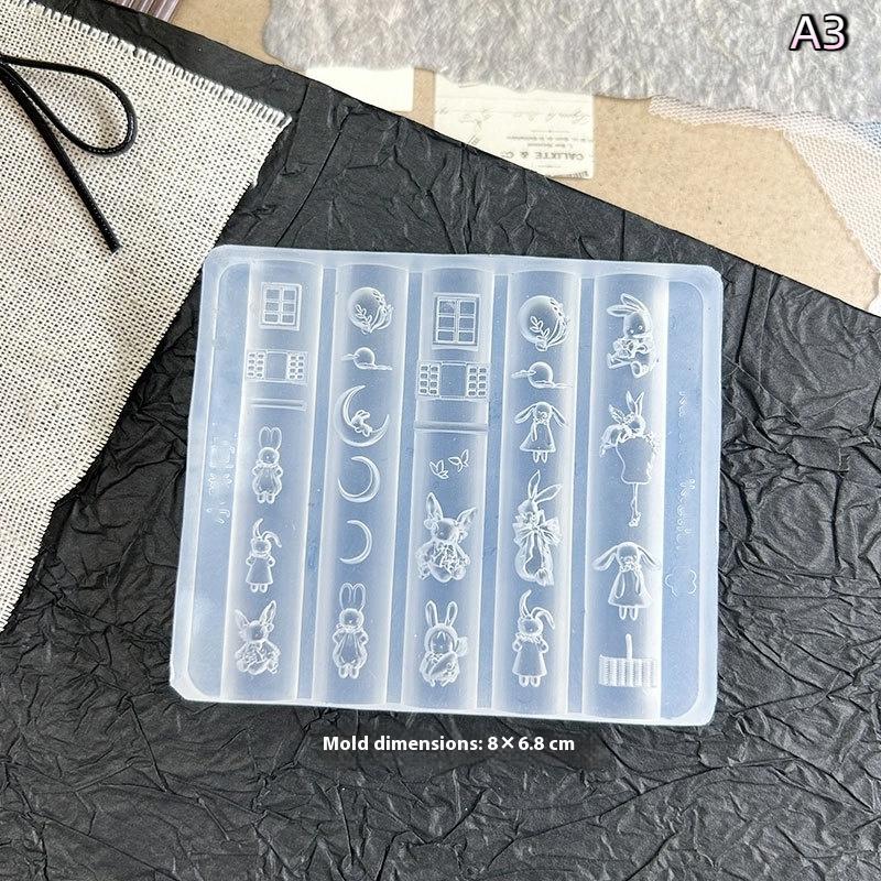 Nail Art Templates DIY Manicure Tools Cartoon Rabbit Bow Nail Silicone Mold, Nail Art Stamp Relief, Nail Decoration Accessories