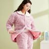 Coral fleece padded pajamas women's suit three-layer thickened can be worn outside autumn and winter loungewear winter fleece warm