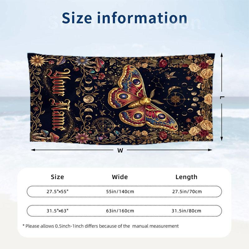 Fantasy Magic Theme Beach Towel Personalized Custom Name & Text Soft Quick Dry Beach Towel for Swimming Travel