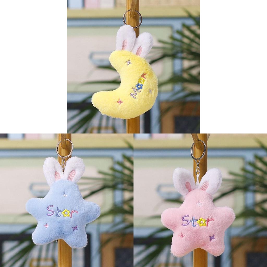 Plush Star Moon Bunny Keychain With Pp Cotton Filling For Kids And Adults