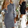 Elegant Women's Polka Dot Jumper With Long Net Yarn Sleeves For Flattering Bodycon Fit
