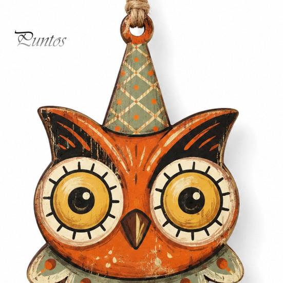 Black Cat Mummy Wooden Tree Pendants 6Pcs Vintage Halloween Ornaments for Decorations, Pumpkin Wood Cutout Pastoral Cute Indoor Decor Owl Hanging