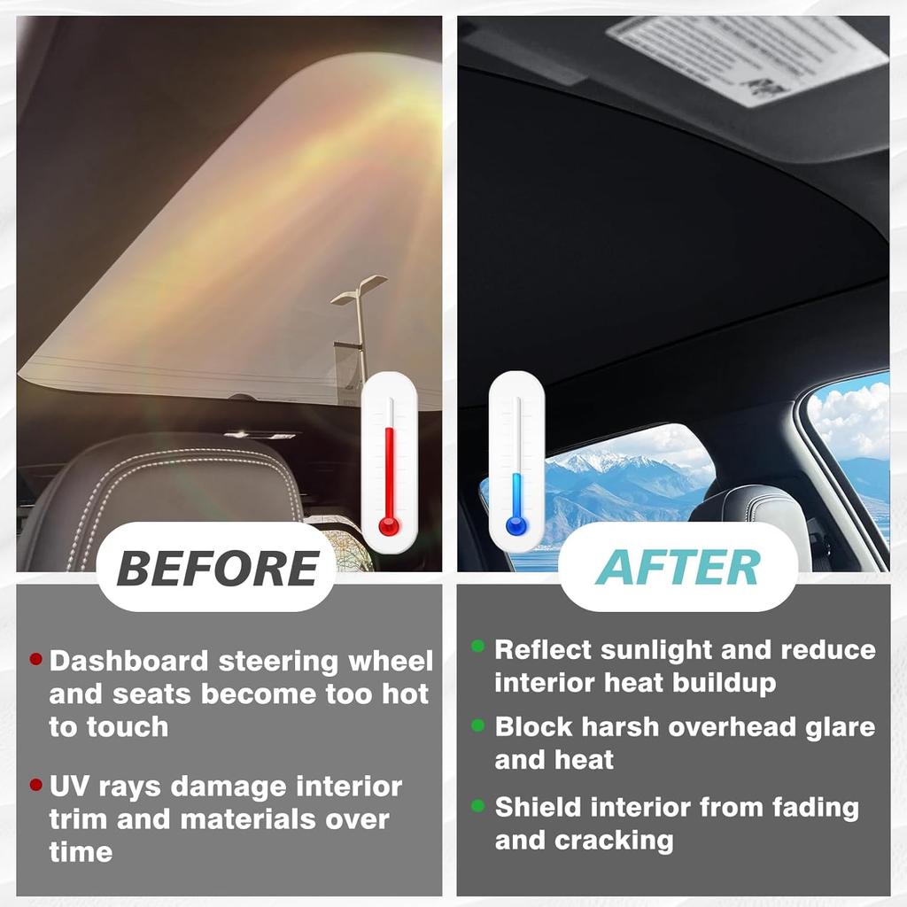 BestEvMod Foldable Sunshade Roof Compatible With Chevy Silverado EV RST/GMC Sierra EV Denali 2025 2024 Heat Ulation Reflective Glass Roof Sun Shade