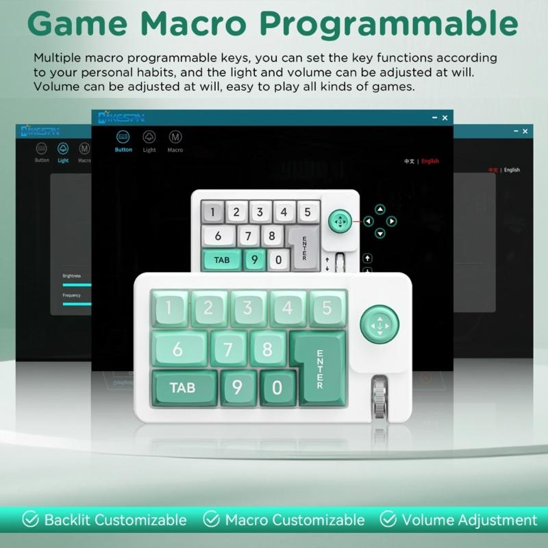 K810 Corded Mechanical Gamer Keyboard Hot-Swappable with Lighting Programmable Macros Joystick Small Keypad 12Keys
