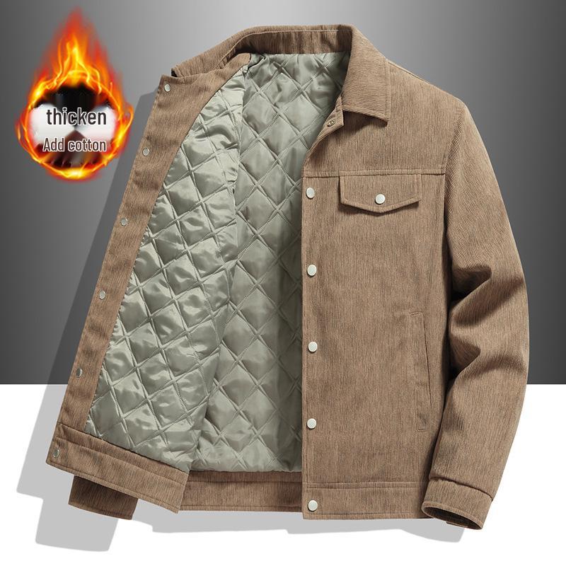 2024 Autumn Men's Fashion Lapel Corduroy Jacket - Trendy Casual Short Workwear
