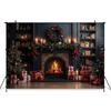 Kerst Openhaard Achtergrond Voor Fotografie Boom Kaars Cadeau Boekenplank Kinderen Achtergrond Kamer Decoratie Fotobooth