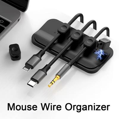 Car Mounted Magnetic Cable Management Silicone Cable Clamp Desktop Multi-Purpose Wire Holder Clips For USB Charging Line Holder