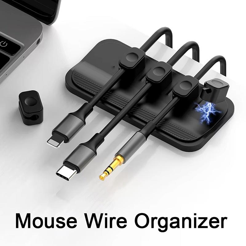 Silicone Magnetic Cable Organizer USB Charging Line Holder Car Mounted Magnetic Cable Desktop Clips For USB Mouse Wire Organizer