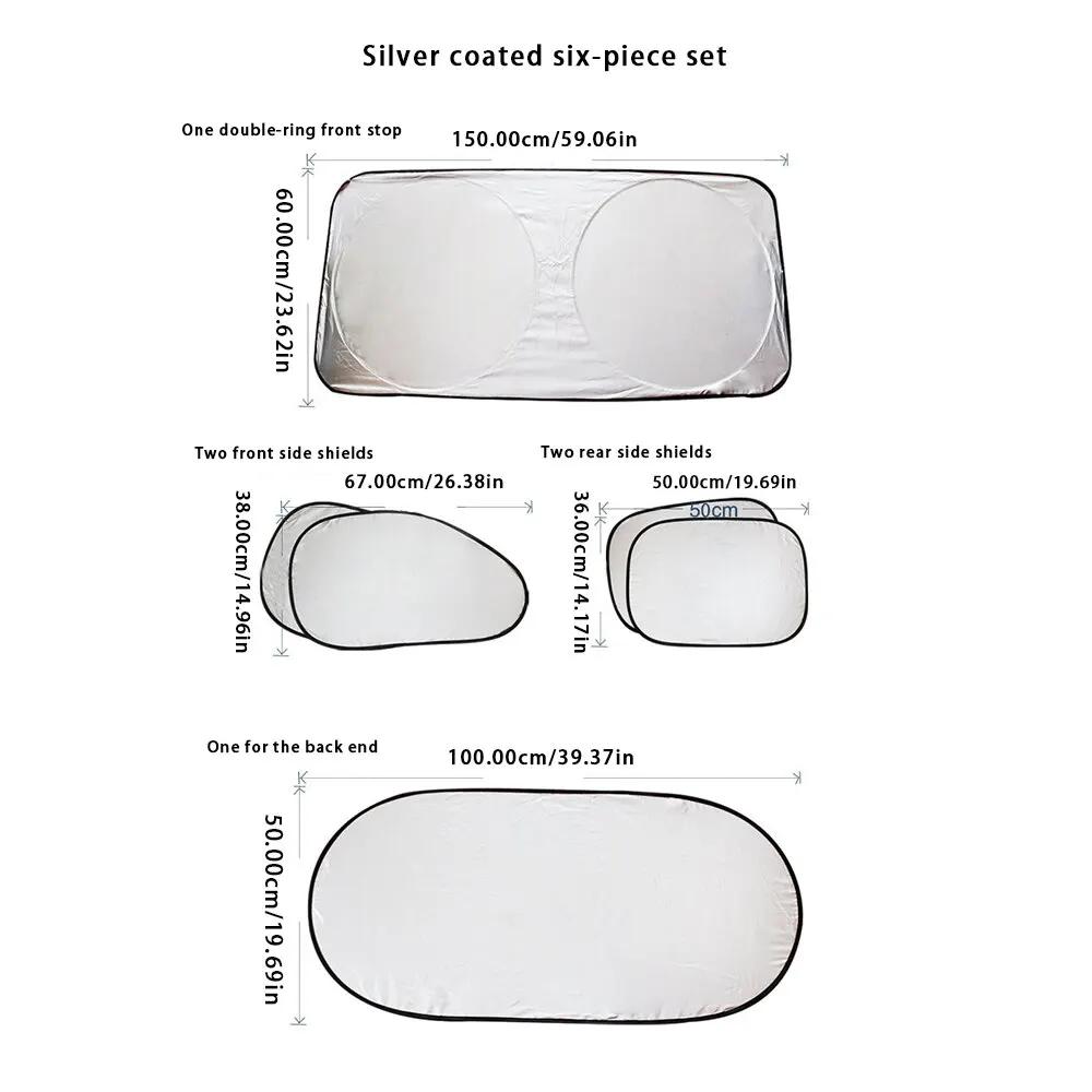6 Pieces/Set Car Sunshade Windshield Covers Anti Snow Ice Window UV Protection Shield Reflective Sun Block Front Rear Back Side