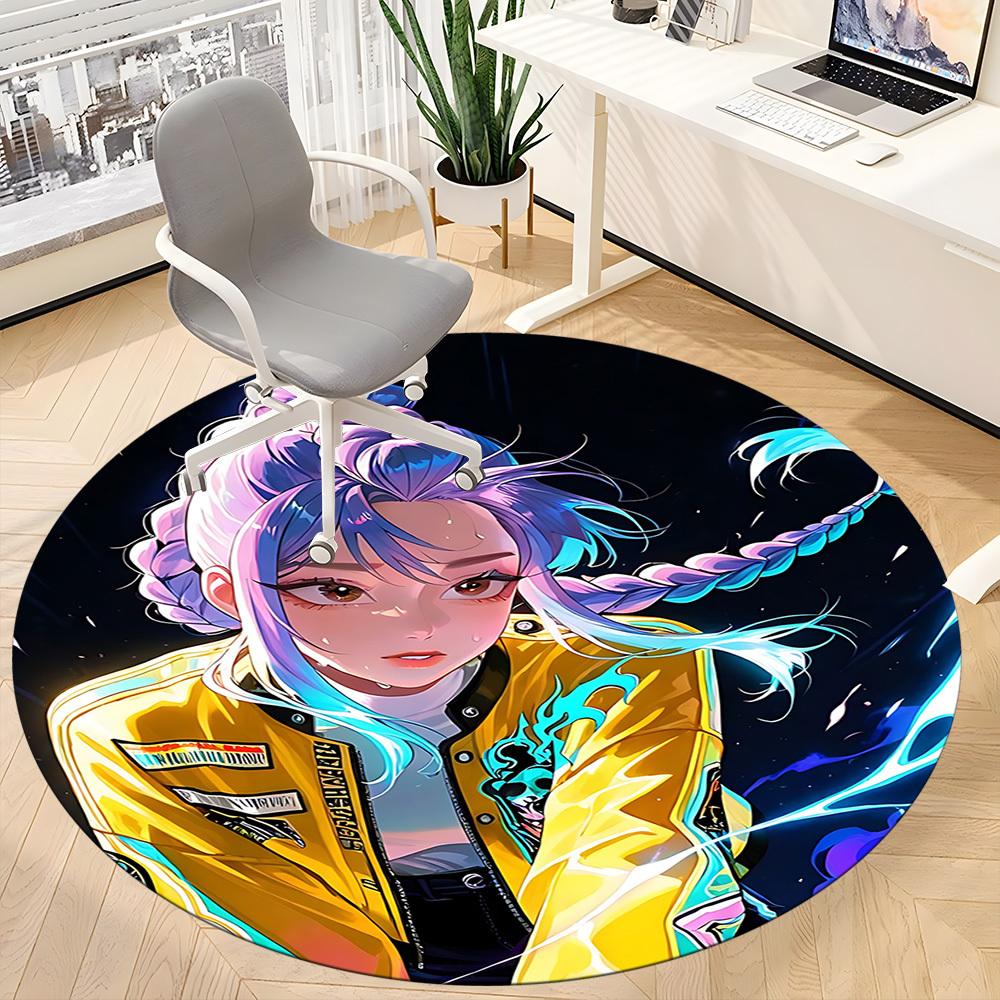 KPop Demon Hunters Office Round Area Rug Suitable For Office, Under Office Chairs Bedroom Living Room Home Decor, T1224010