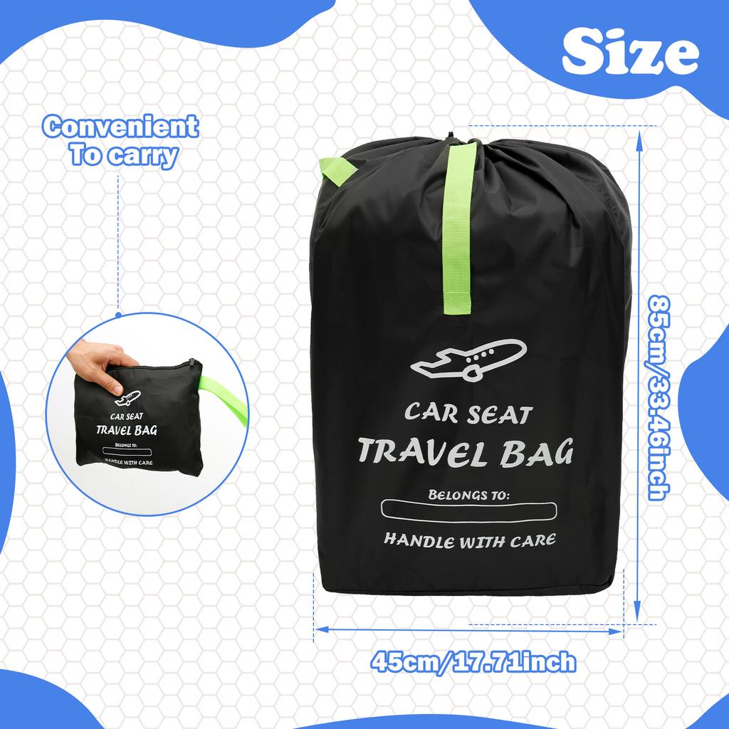 Oxford Cloth Car Seat Travel Bag Large Capacity Car Seat Cover Bag with Drawstring and Wide Shoulder Strap for Airplane