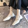 Women's Single Shoes Spring and Autumn New Low Heel Square Simple Mary Jane Shoes Casual Fashion Light Sweet Lolita Shoes
