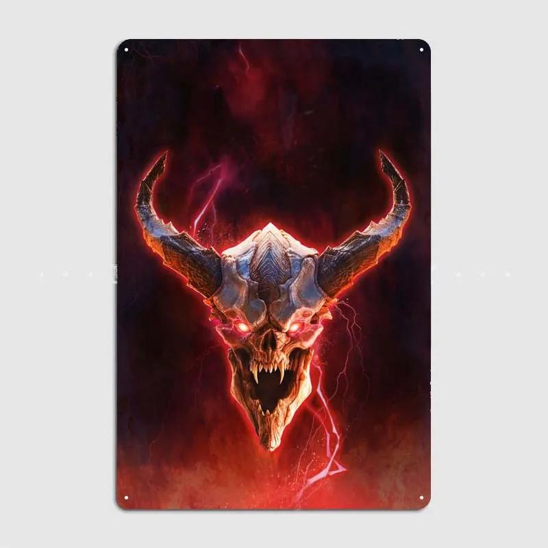 Dooms Poster Heimdekorationszubehör Spielschilder Wandkunst Vintage Metallblechschild für Gamer-Zimmer Wanddekoration Hausdekor