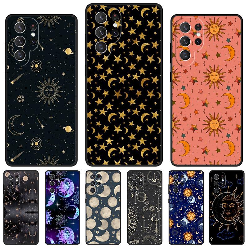 Sun And Moon Star phone case For Samsung Galaxy S24 S25 S23 S22 Ultra Note 10 20 Plus S20 S21 FE Cover