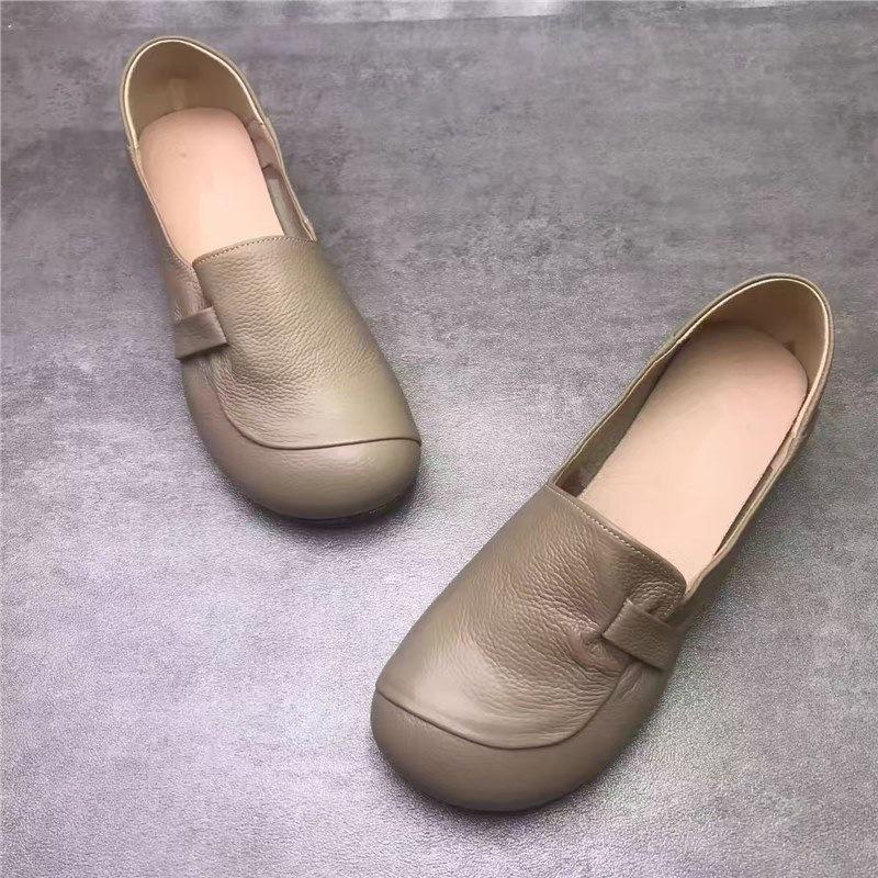 Soft leather mother shoes summer new beef tendon soft sole comfortable middle-aged and elderly non-slip lazy shoes one pedal work women's shoes