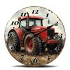 Red Vintage Tractor Wall Clock, Rustic Farm-Themed Decorative Clock with Distressed Look for Agriculture Lovers, Classic Hanging