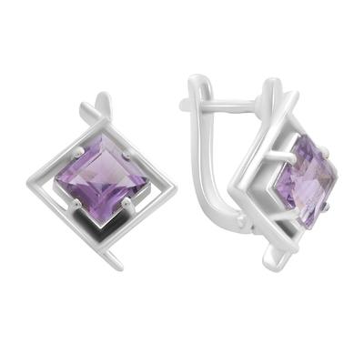 Stříbrné náušnice s přírodním ametystem 2.942ct (2189329)