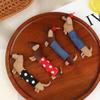 Cute Dachshund Cloth Doll Ornament Waterproof Surface Charm for DIY Brooch Keychain Hairpin Craft Home Decor