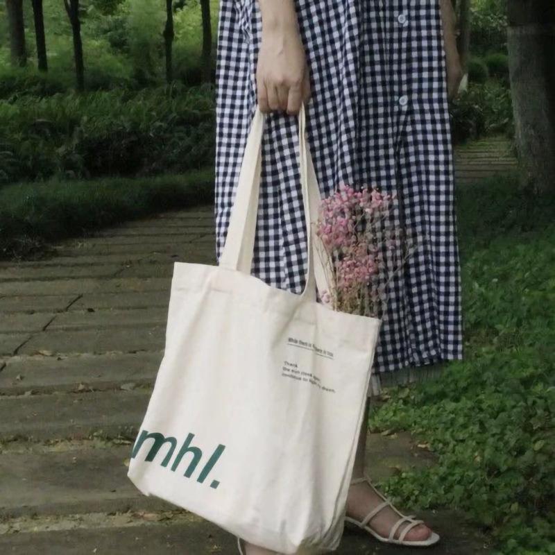 Canvas Bag Zipper Bag UGH Shoulder Shopping Class Shopping Cloth Bag Wholesale Handbag Large Capacity Literary