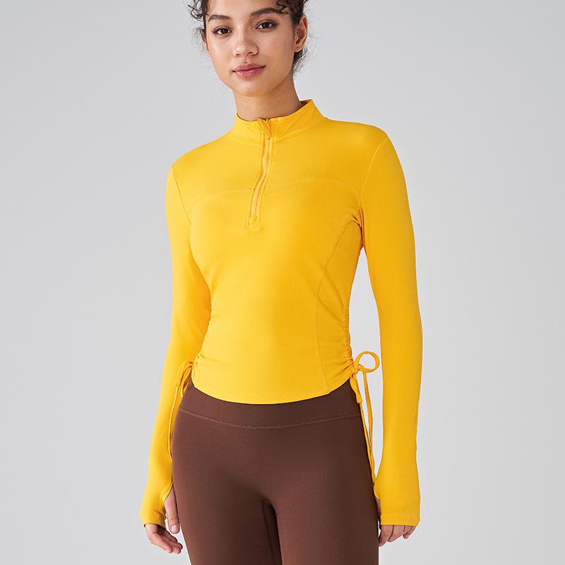 

Женская приталенная куртка для йоги на молнии до середины, воротник-стойка, длинные рукава, для фитнеса и бега. M