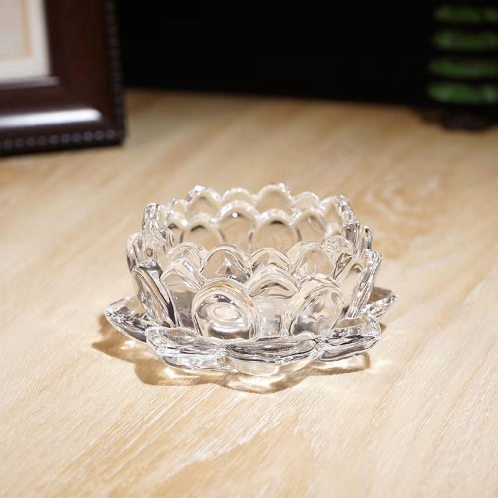 2Pcs Ins Glass Lotus Candle Holder Creative Simple Candles Stand Transparent Candlestick  Home Decor