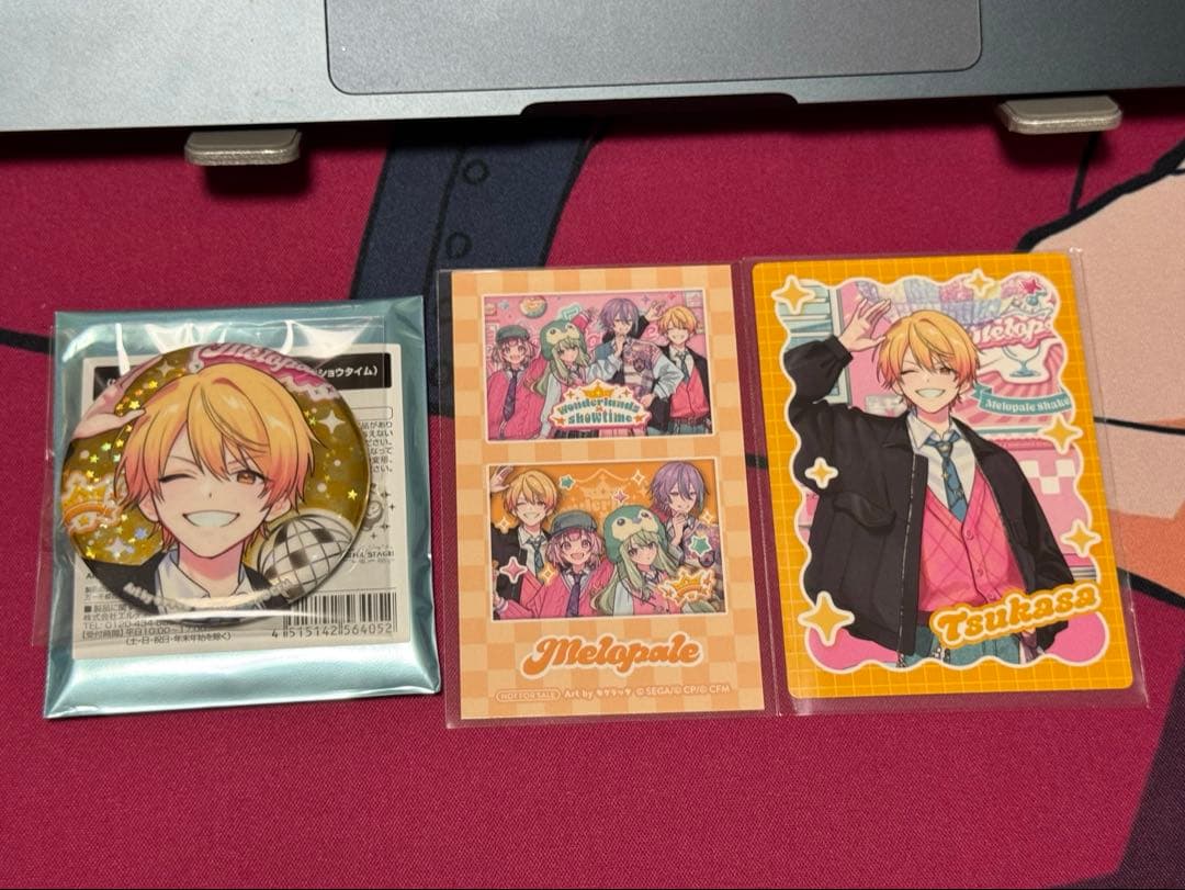 

[USED] Project Sekai Melopara Tenma Tsukasa Wonder Show Pre-order Bonus Sticker Trading Card Can Badge (3 items)