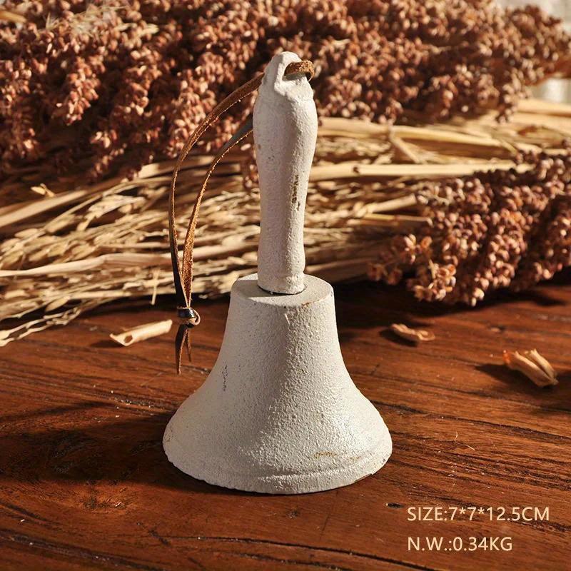 Retro Cast Iron Hand Bell Multi-Purpose Bells for Craft Wedding Decoration Alarm School Church Classroom Bar Hotel Vintage Bell