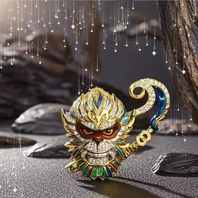Black Myth Wukong Retro Monkey King Brooch: Unique and Bold Jewelry