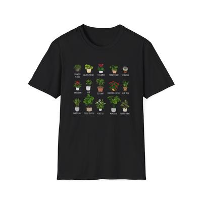 Houseplant Names Chart T-Shirt | Succulent Potted Plant Illustration