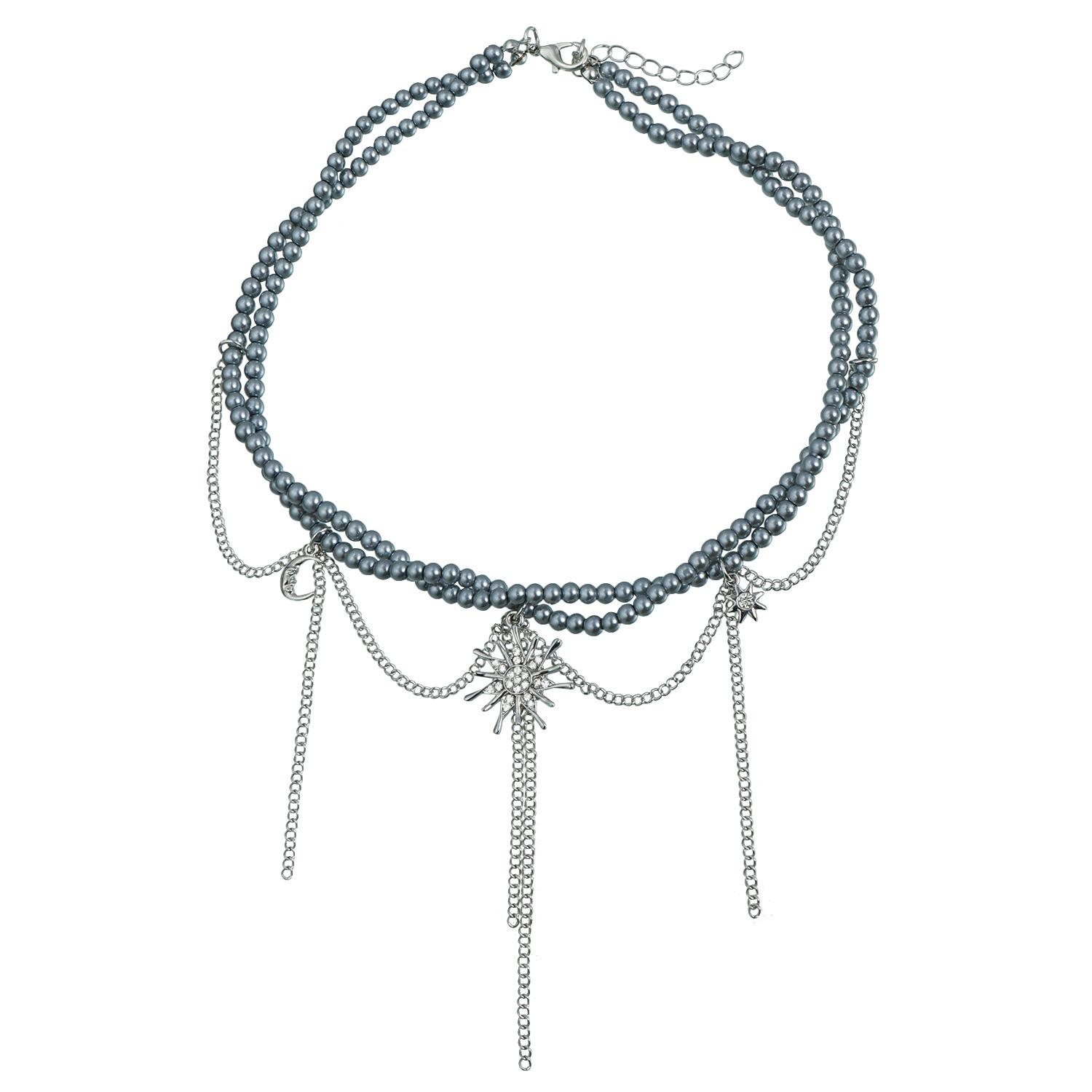 Ins sweet cool babes wind mango moon fringed pendant collarbone chain trend multi-layer necklace