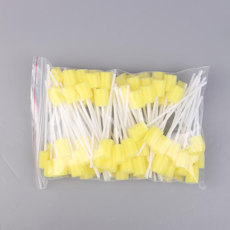 100 ks tamponů na čištění zubů s houbičkou na čištění hlavy, jednorázové tampony na péči o ústní dutinu