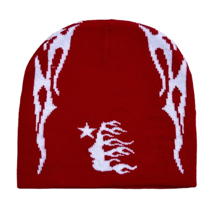 Knitted Beanies Hat for Women Men Popular Pattern Skull Hat Handmade Crochet Hat 2000s Hiphop Hat Casual Street Headwear