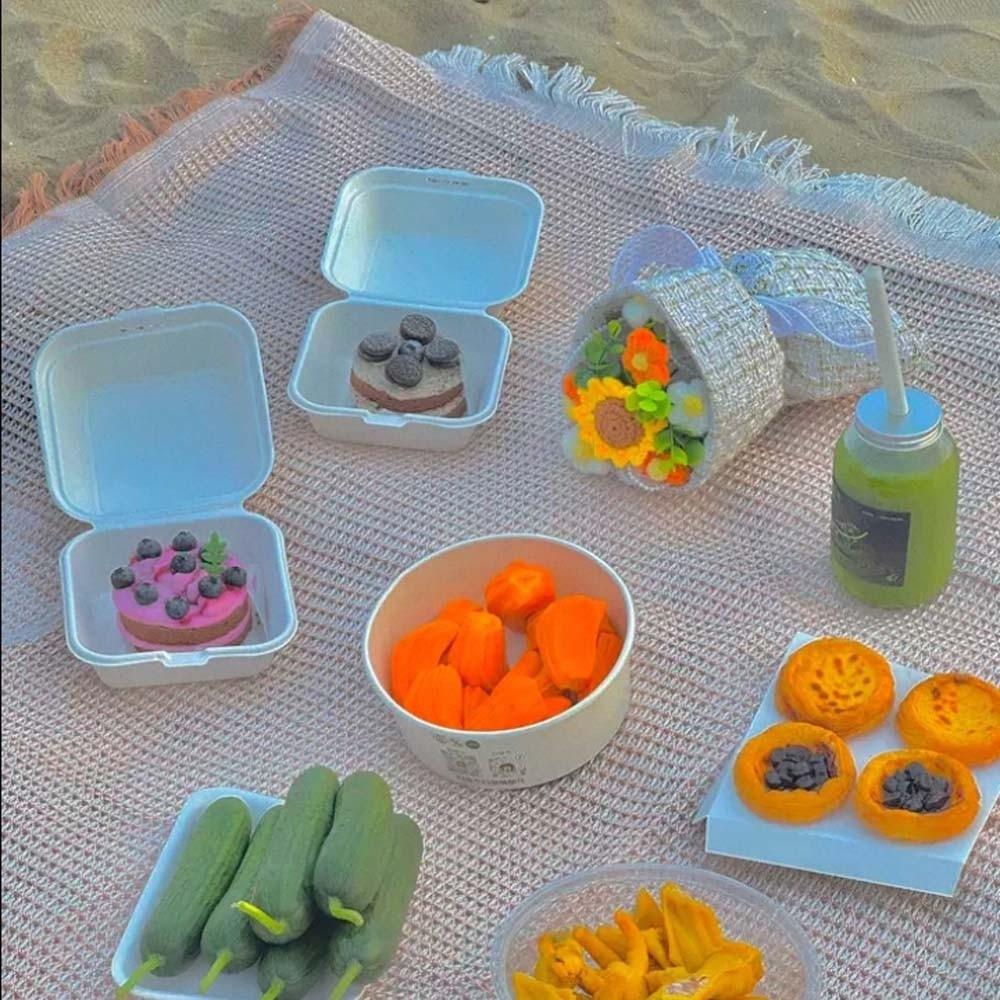 Linen Tablecloth with Tassel 180x130CM Camping Ground Cloth Outdoor Picnic Mat  each Outing