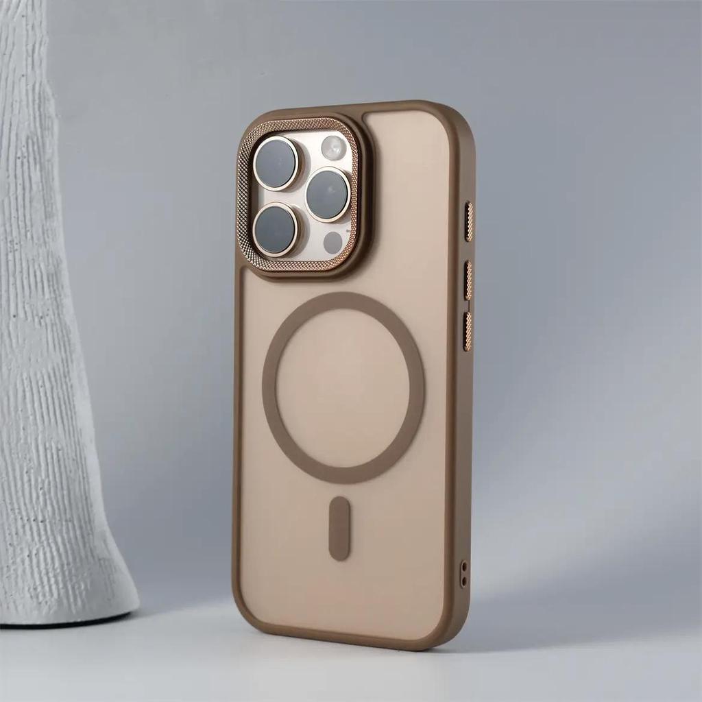 Magnetický kryt Gold Shield šetrný k pokožce pro iPhone 15 & 14 s diamantovým vzorem