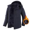 Winter Middle-aged and Elderly Men's Cotton Jacket with Thick Fleece, Detachable Hat Jacket, Casual Warm Cotton Jacket