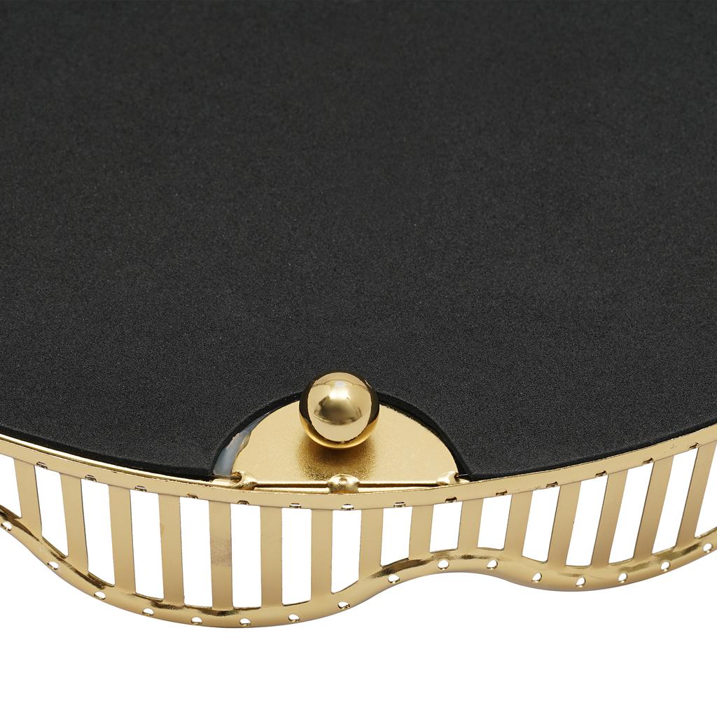 Curve Gold Glass Mirror Centerpieces Perfume Holder Decorative Organizer and Storage Makeup Bathroom Tray Home Vanity