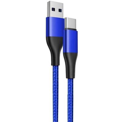 USB-C Cable 1M Fast Charging 3A for Samsung Galaxy A05s A15 A16 A25 A26 A35 A55 A56 - Blue Braided Nylon