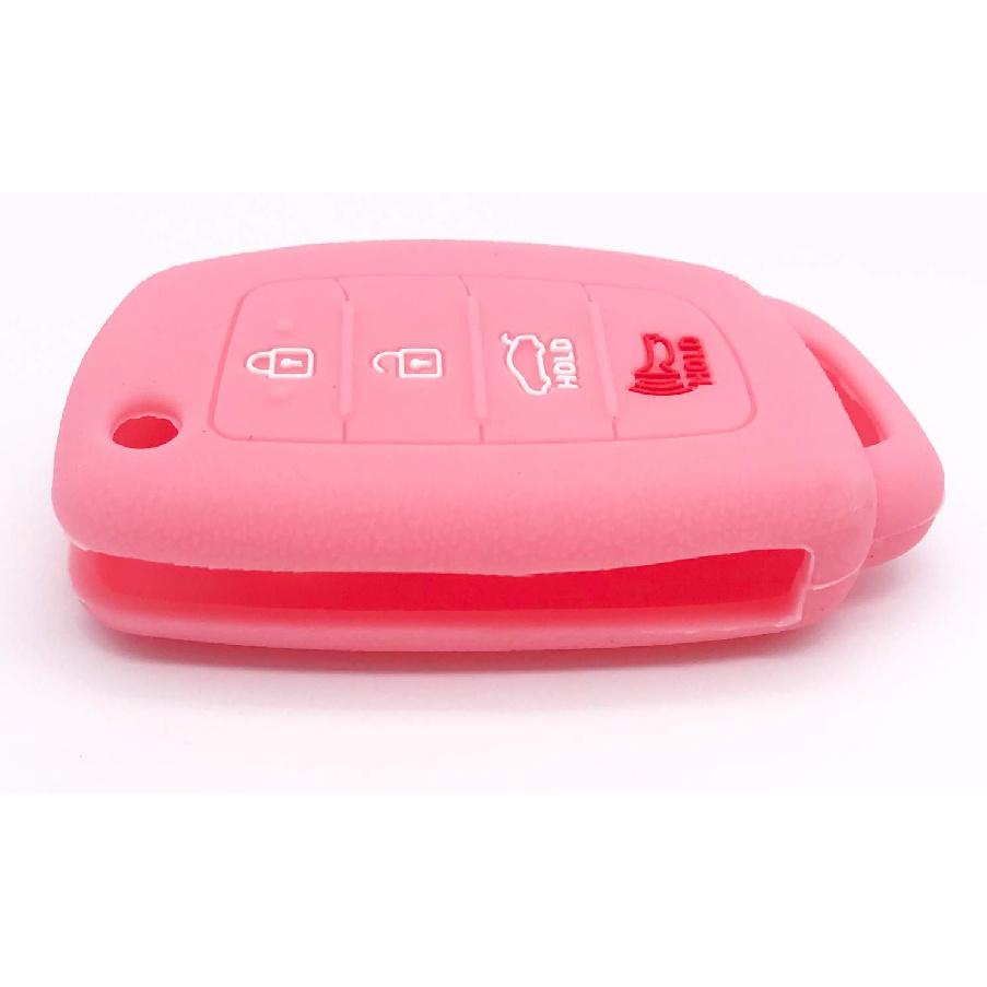 Silicone Protector Key Fob Cover Case fit for Hyundai Sonata Santa fe Keyless Entry Remote Control Key Fob (Pink+Black)