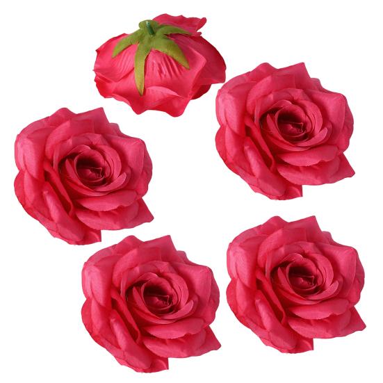5 Stück Künstliche Rosenblütenköpfe Realistische Falsche Seidenrosenköpfe für Zuhause DIY Blumenwand Hochzeitsparty Geburtstag Babyparty Dekoration