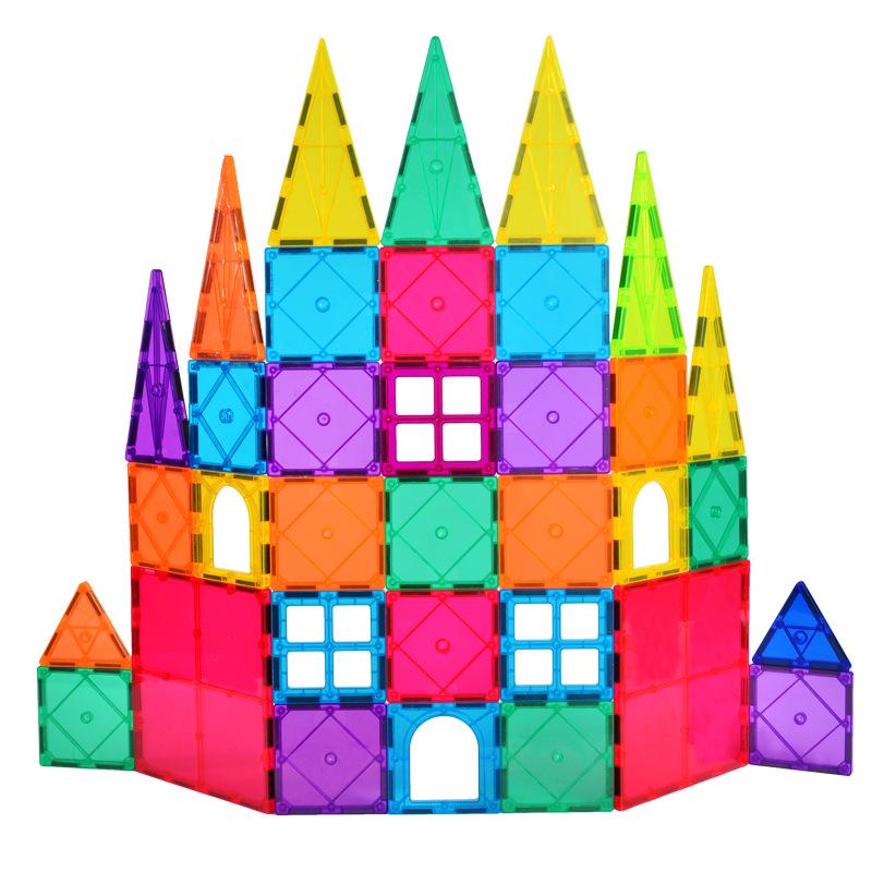 New Magnetic Building Tiles - Educational Construction Toys with Building Blocks and Magnets