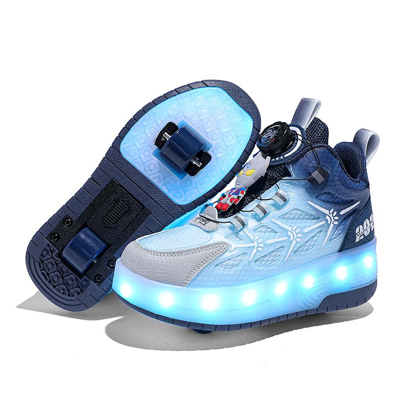 TUINANLE Zapatillas de skate de alta calidad para niños, zapatillas luminosas con luz LED, zapatos de dos ruedas para niños y niñas con carga USB