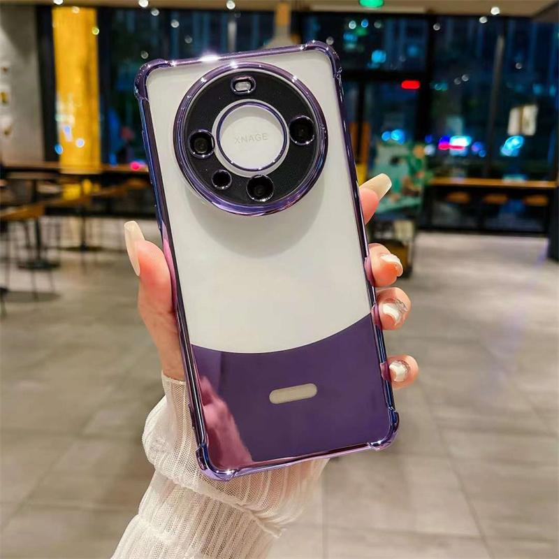 Luxury Electroplated Four Corner Anti Fall Phone Case For Huawei Mate 60 Mate 60 Pro Transparent TPU Shockproof Cover